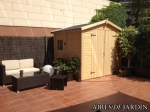 Resultado instalación cabaña de madera Claire 2 montada por los propios clientes en Barcelona
